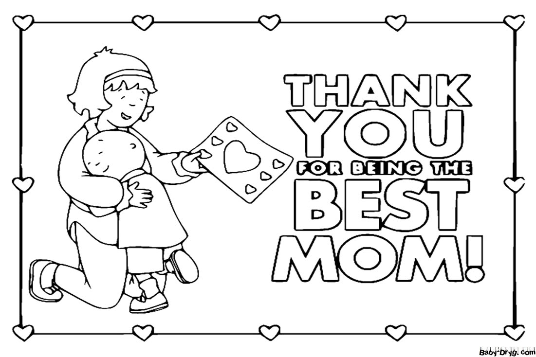 Thank You For Being The Best Mom Coloring Page | Coloring Mother's Day