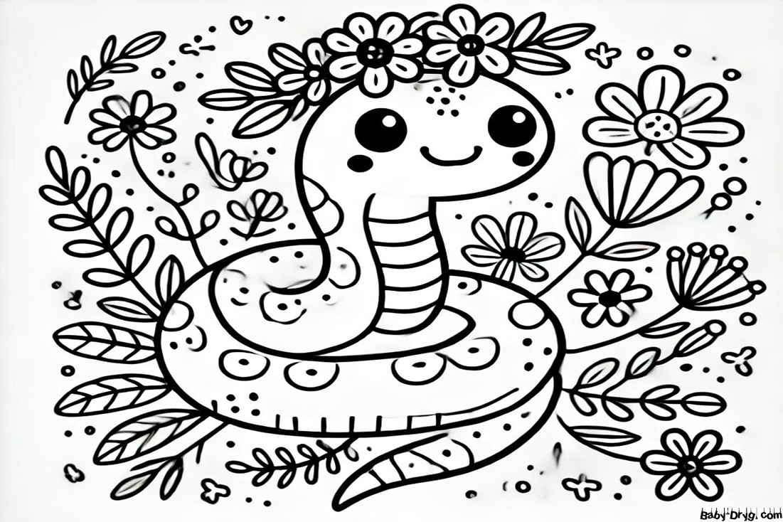 The symbol of the New Year 2025 Snake Coloring Page | Coloring Year Snake 2025