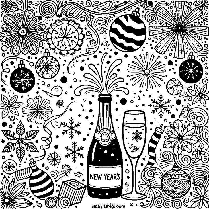Toys, pinecones, snowflakes Coloring Page | Coloring Year Snake 2025