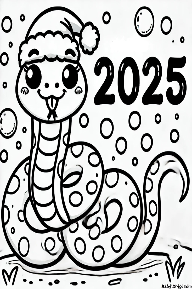 Year of the Snake 2025 Coloring Page | Coloring Year Snake 2025