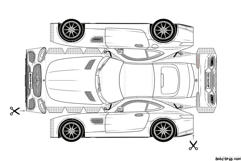 Mercedes AMG paper toy Coloring Page | Coloring Mercedes Benz