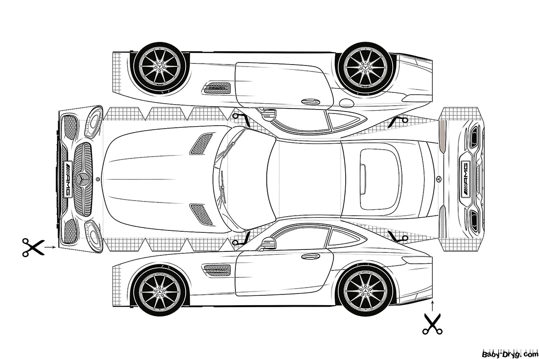 Mercedes AMG paper toy Coloring Page | Coloring Mercedes Benz