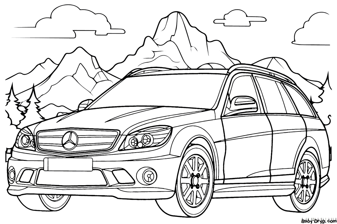 Mercedes-Benz C-Class Universal Coloring Page | Coloring Mercedes Benz