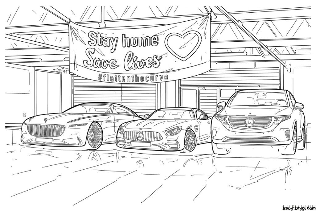 Mercedes-Benz coloring book drawing | Coloring Mercedes Benz