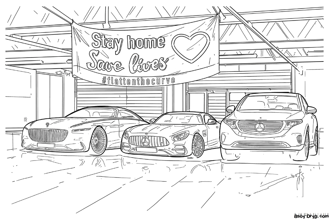 Mercedes-Benz coloring book drawing | Coloring Mercedes Benz