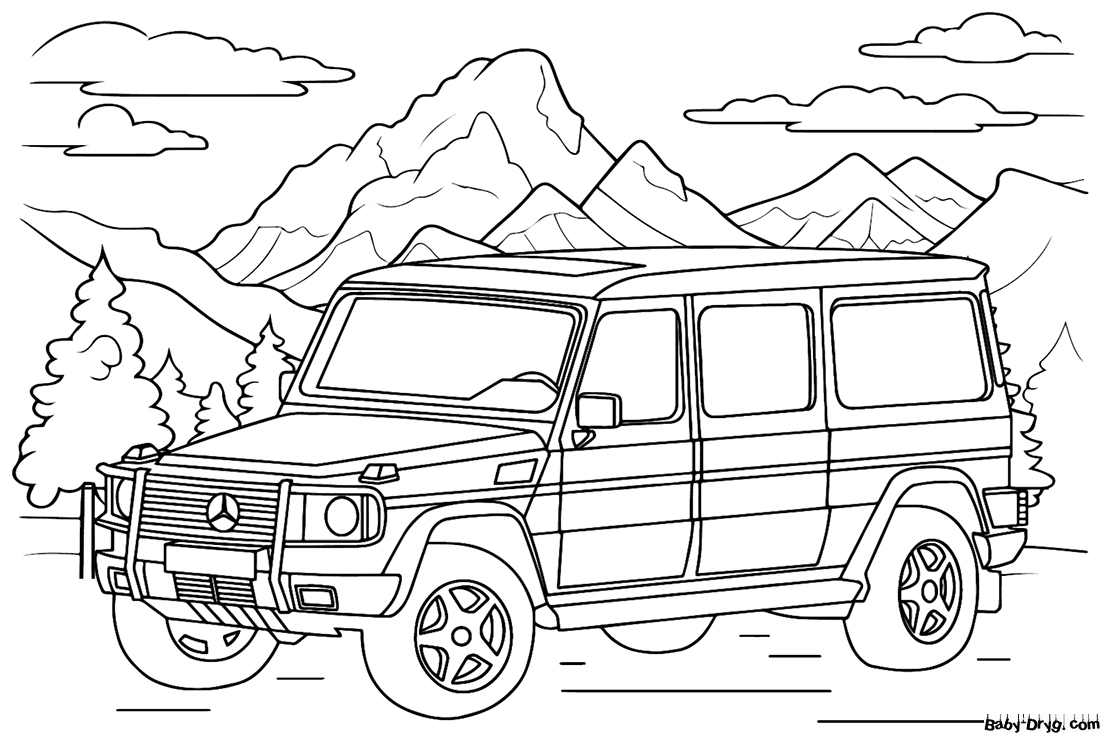 Mercedes-Benz G-Class off-roader Coloring Page | Coloring Mercedes Benz