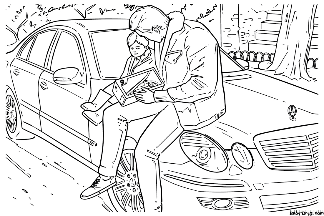 Mercedes-Benz S-Class Sedan Long Coloring Page | Coloring Mercedes Benz