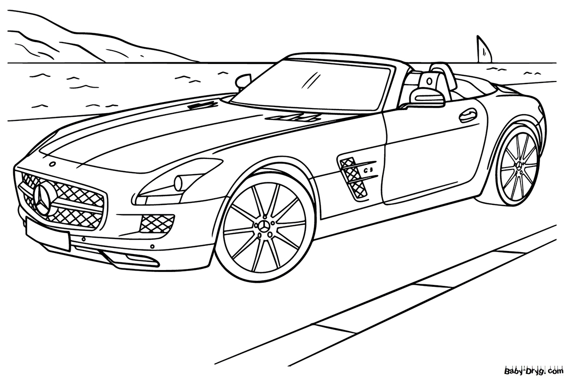 Mercedes-Benz SLS AMG Coloring Page | Coloring Mercedes Benz