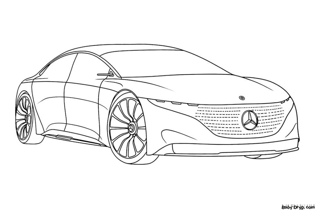 Mercedes EQS with electric motor Coloring Page | Coloring Mercedes Benz