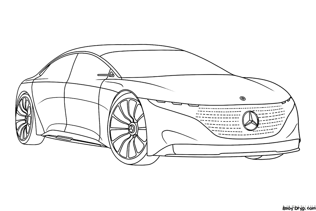 Mercedes EQS with electric motor Coloring Page | Coloring Mercedes Benz