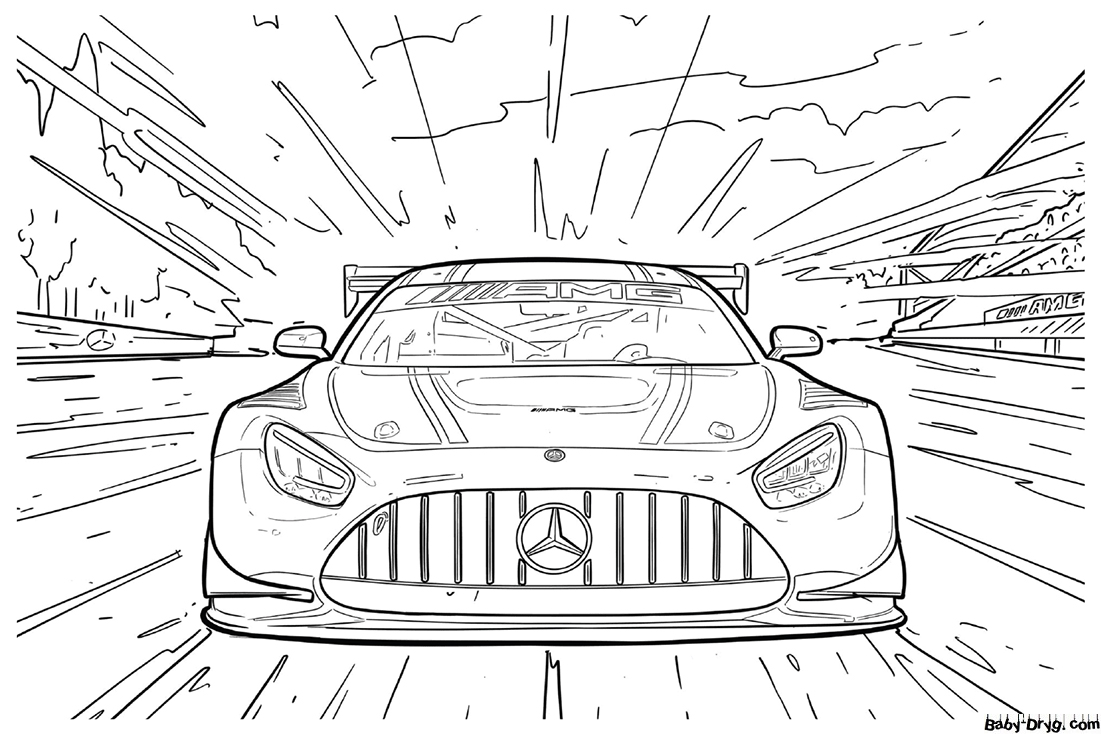 Mercedes sports car Print Coloring Page | Coloring Mercedes Benz