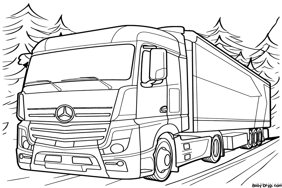 Раскраска Грузовик Mercedes-Benz Actros | Раскраски Мерседес Бенц / Mercedes Benz