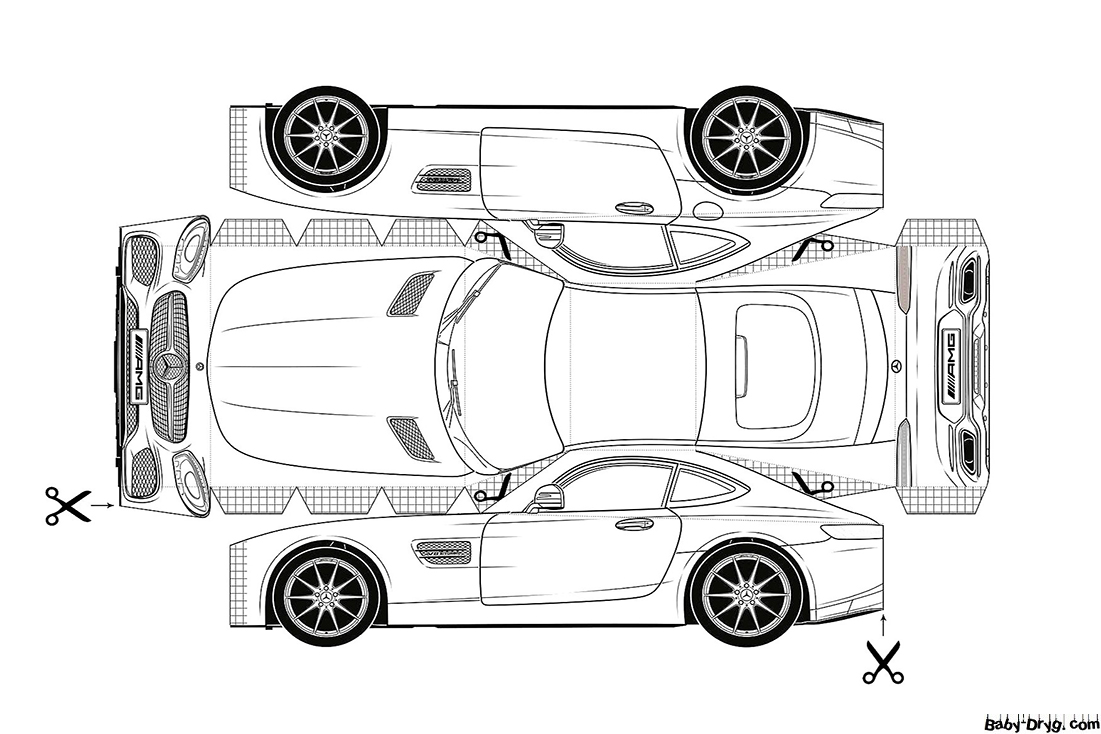 Раскраска Мерседес AMG игрушка из бумаги | Раскраски Мерседес Бенц / Mercedes Benz