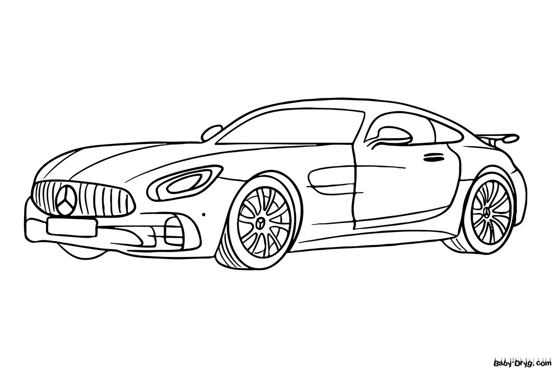 Simple Mercedes AMG GT Coloring Page | Coloring Mercedes Benz
