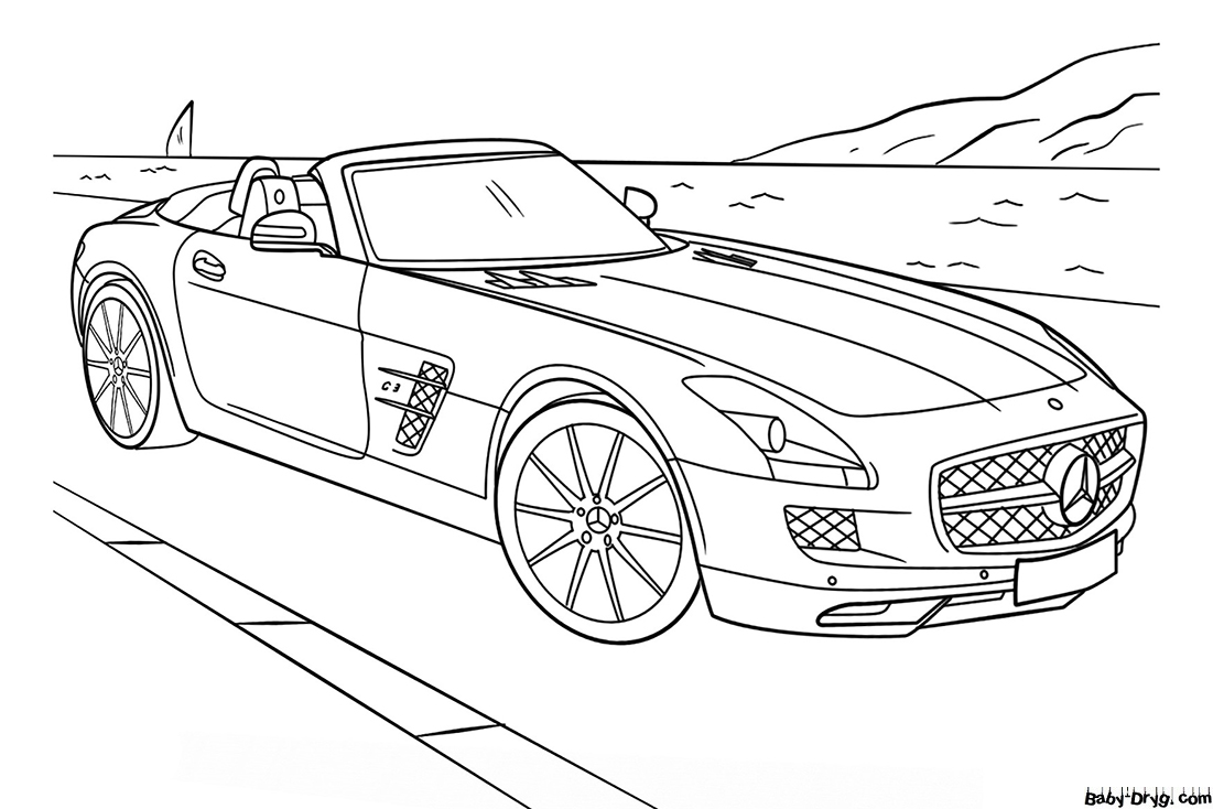 Sporty Mercedes convertible SLS AMG Coloring Page | Coloring Mercedes Benz
