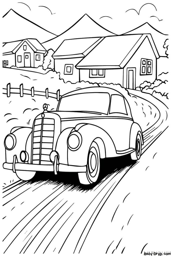 Vintage Mercedes-Benz Coloring Page | Coloring Mercedes Benz