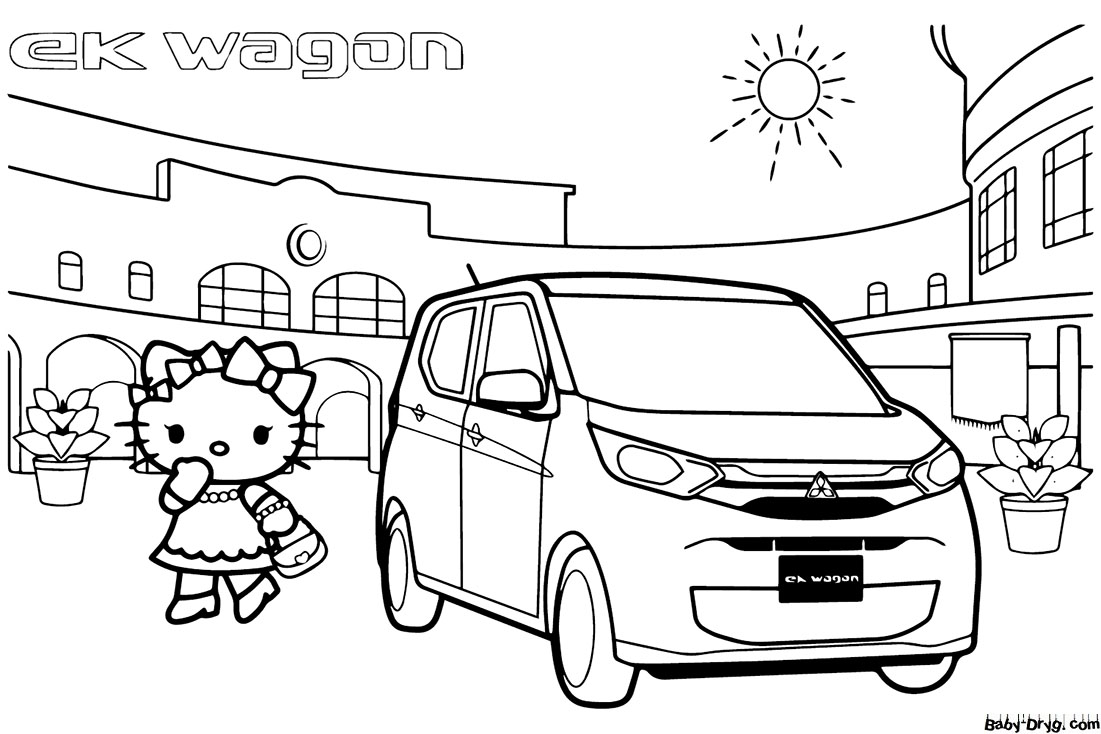 Mitsubishi EK Wagon Coloring Page | Coloring Mitsubishi