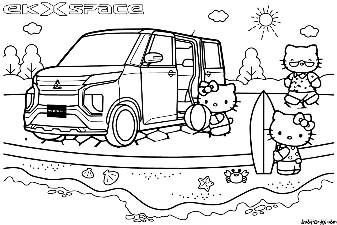 Mitsubishi EK X Space Coloring Page | Coloring Mitsubishi