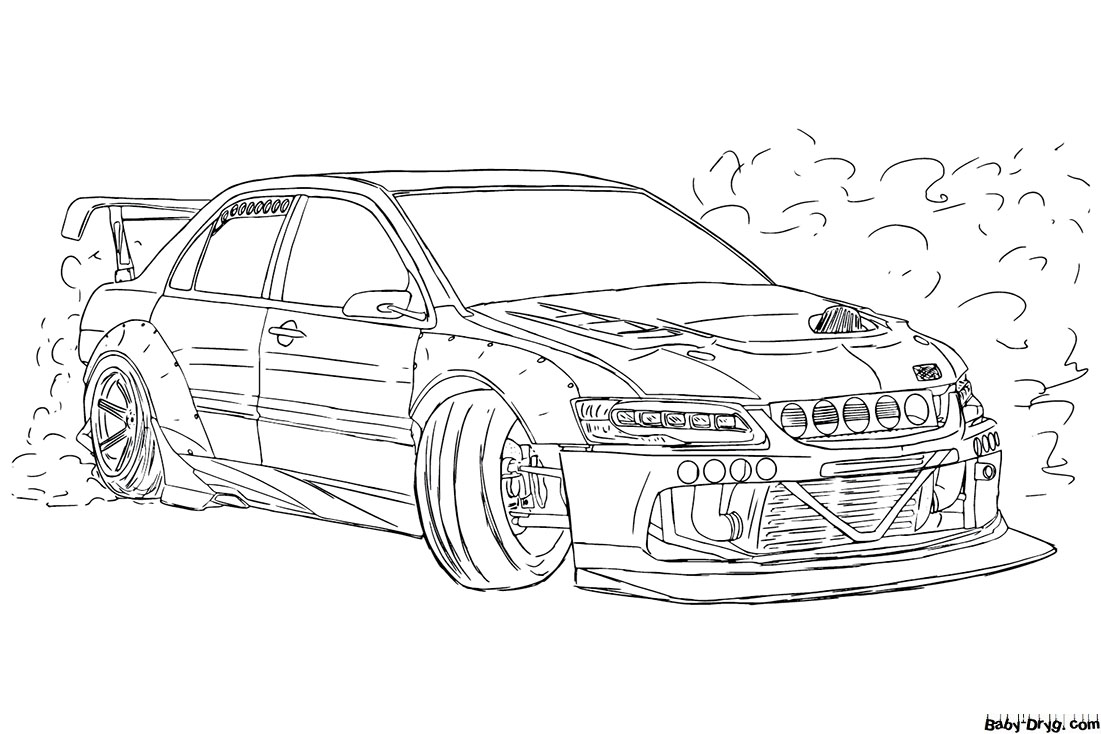 Mitsubishi Lancer Evolution IX Coloring Page | Coloring Mitsubishi