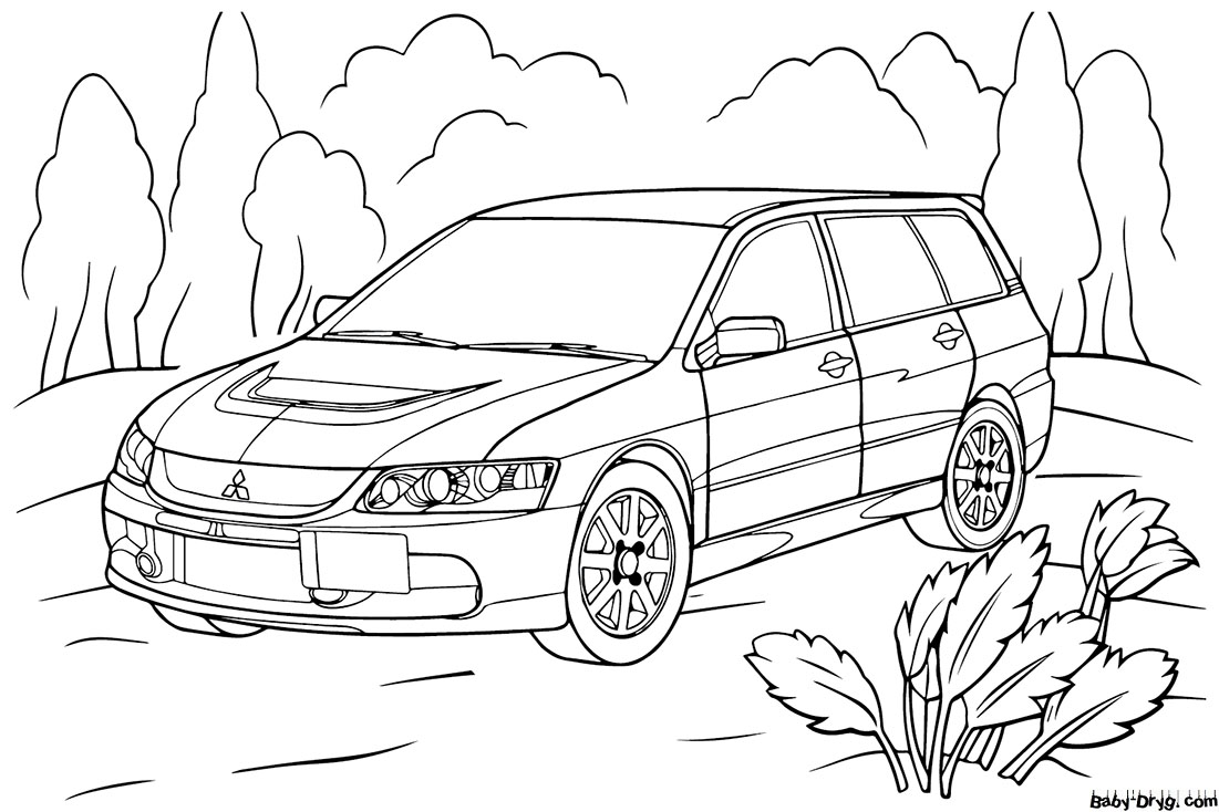 Mitsubishi Lancer Evolution Wagon GT Coloring Page | Coloring Mitsubishi