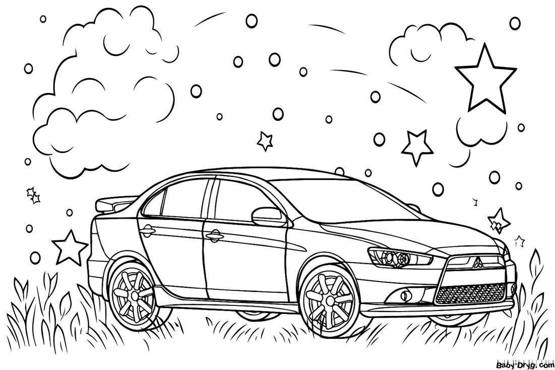 Mitsubishi Lancer Ralliart Coloring Page | Coloring Mitsubishi