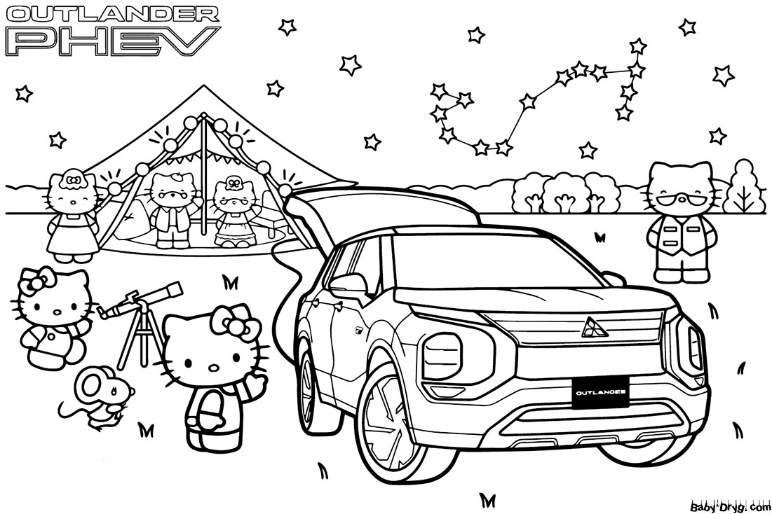 Mitsubishi PHEV Outlander Coloring Page | Coloring Mitsubishi