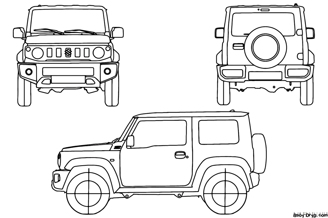 Suzuki Jimny 2018 Coloring Page | Coloring Suzuki