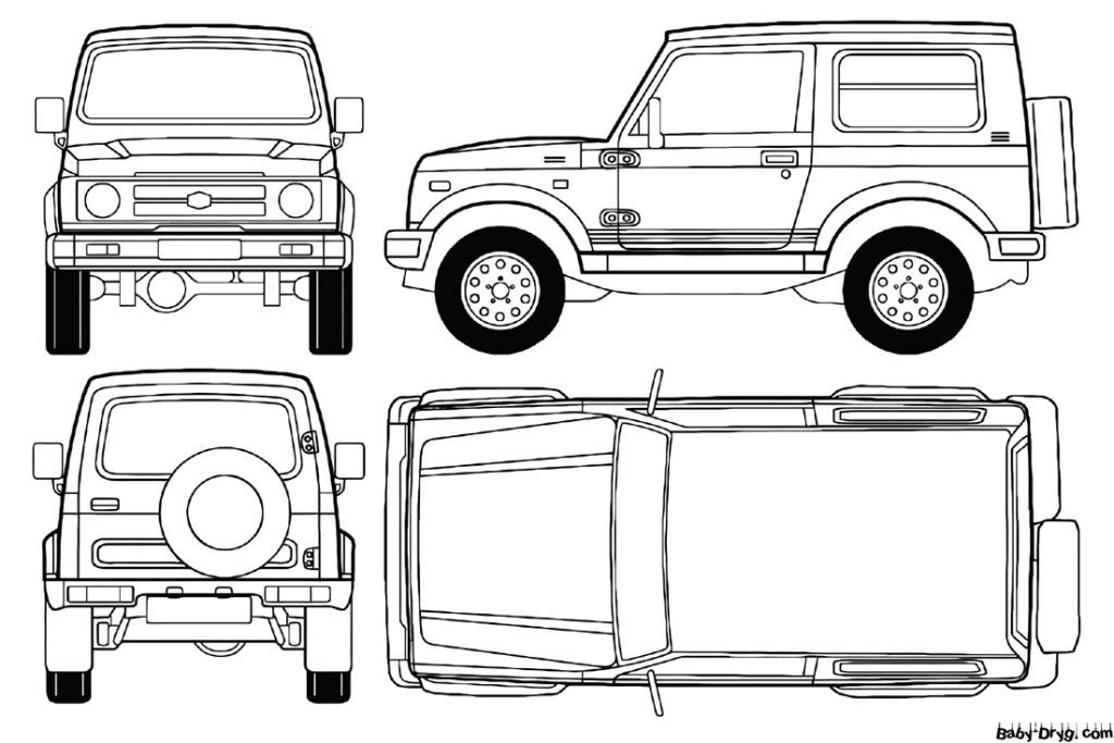 Suzuki SJ410 Samurai SUV Coloring Page | Coloring Suzuki