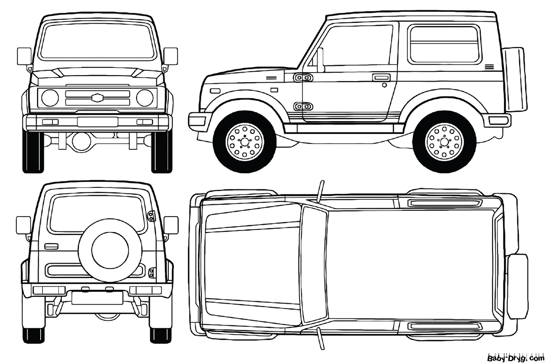 Suzuki SJ410 Samurai SUV Coloring Page | Coloring Suzuki