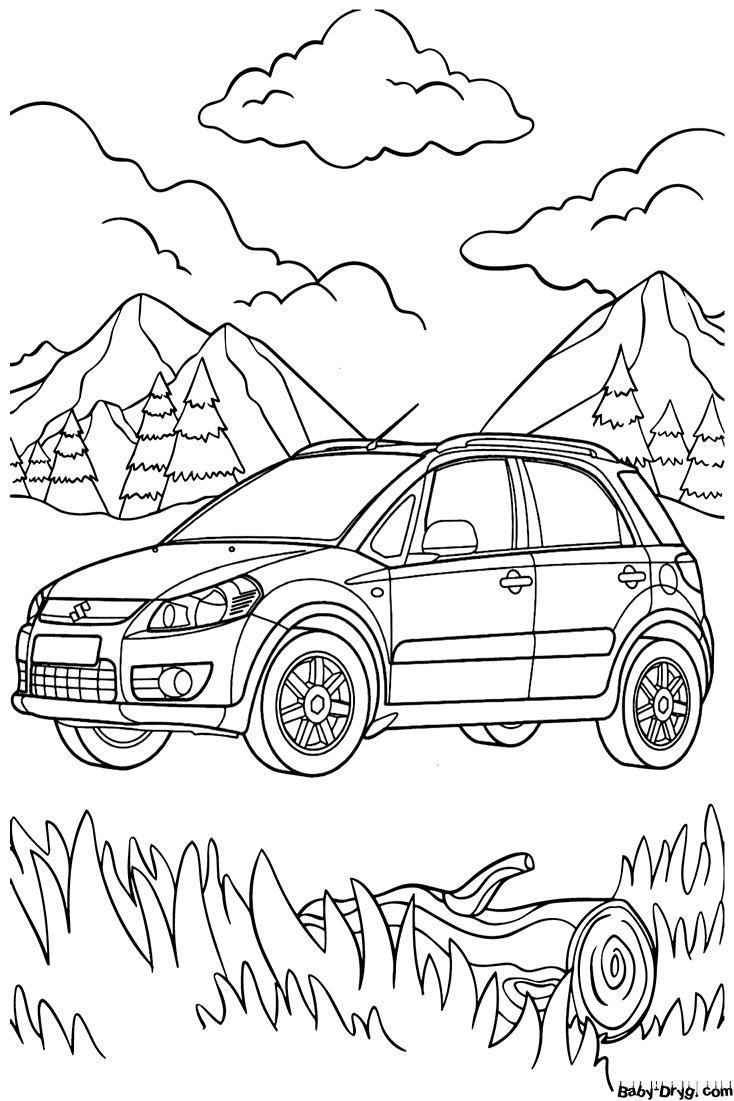 Suzuki SX 4 Coloring Page | Coloring Suzuki