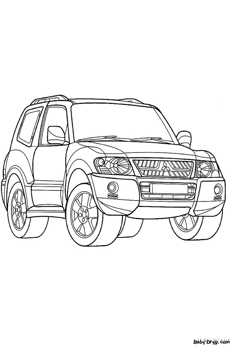 Three-door Mitsubishi Pajero IV Coloring Page | Coloring Mitsubishi