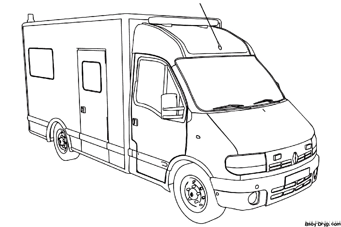 Renault ambulance from France Coloring Page | Coloring Renault