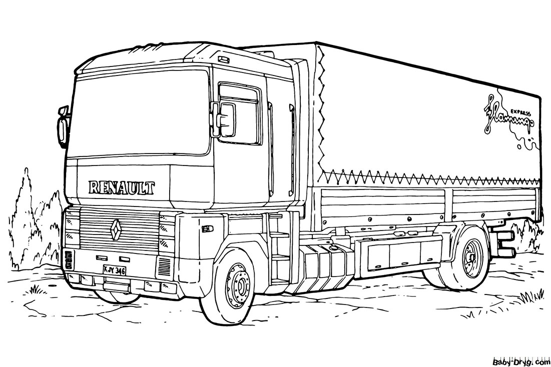 Renault Magnum Tir Coloring Page | Coloring Renault