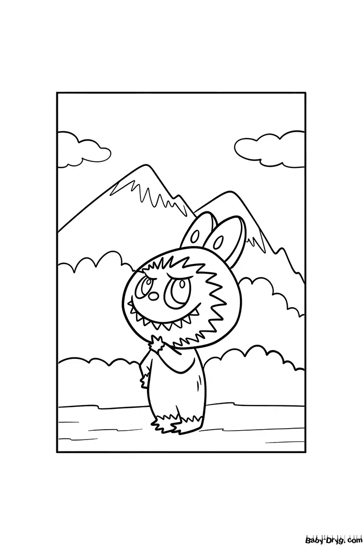 Labubu near the river Coloring Page | Coloring Labubu